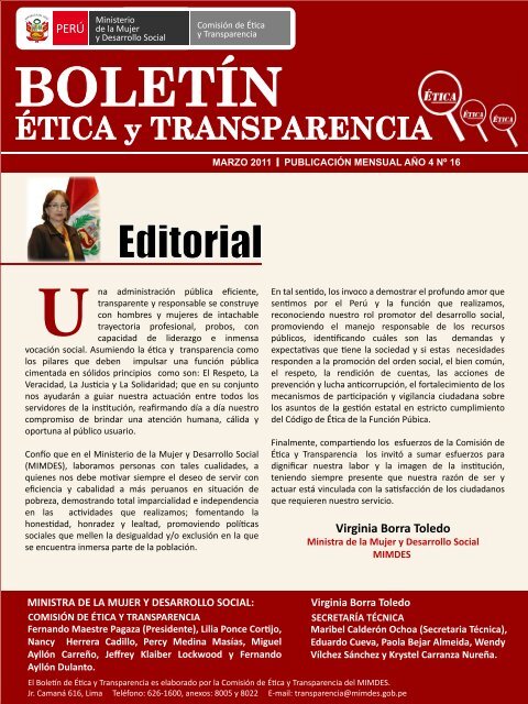 Editorial - Ministerio de la Mujer y Poblaciones Vulnerables
