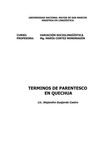 TERMINOS DE PARENTESCO EN QUECHUA - WikiEducator