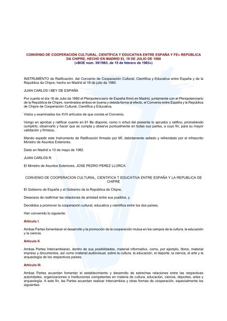 Convenio de Cooperación Cultural, Científica y Educativa entre