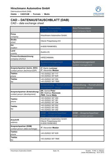 CAD – DATENAUSTAUSCHBLATT (DAB)