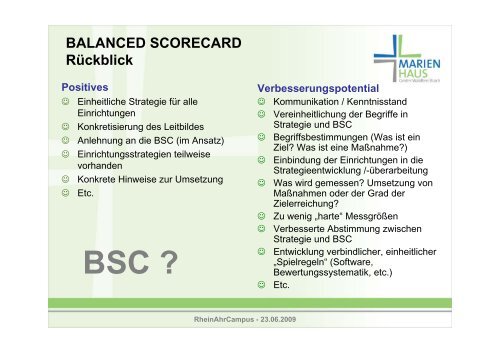 BALANCED SCORECARD Agenda - RheinAhrCampus