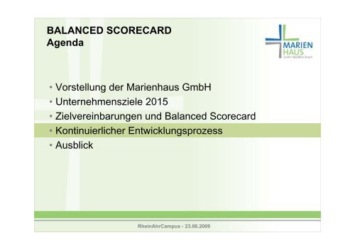 BALANCED SCORECARD Agenda - RheinAhrCampus