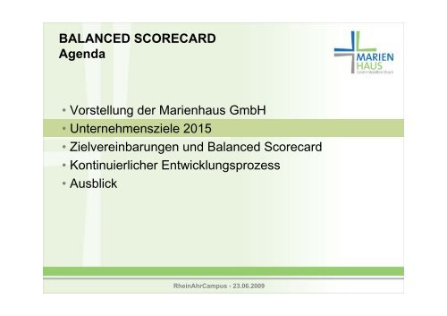 BALANCED SCORECARD Agenda - RheinAhrCampus
