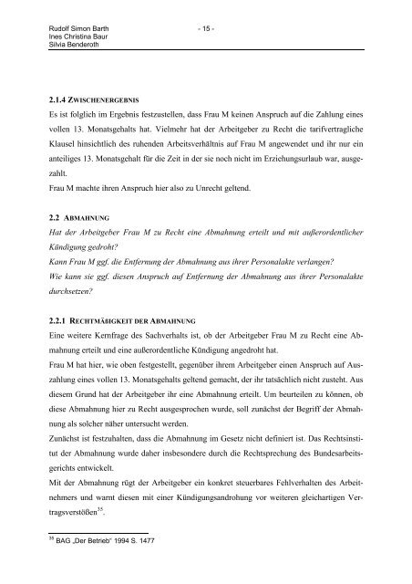 Fallbesprechung Arbeitsrecht - RheinAhrCampus