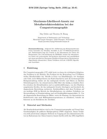 Maximum-Likelihood-Ansatz zur Metallartefaktreduktion bei der ...