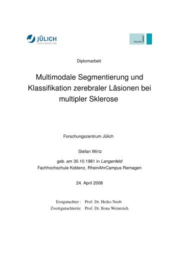 Multimodale Segmentierung und Klassifikation zerebraler Läsionen ...