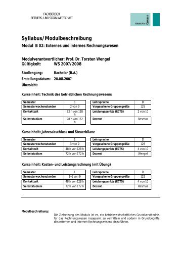 Externes und internes Rechnungswesen - RheinAhrCampus