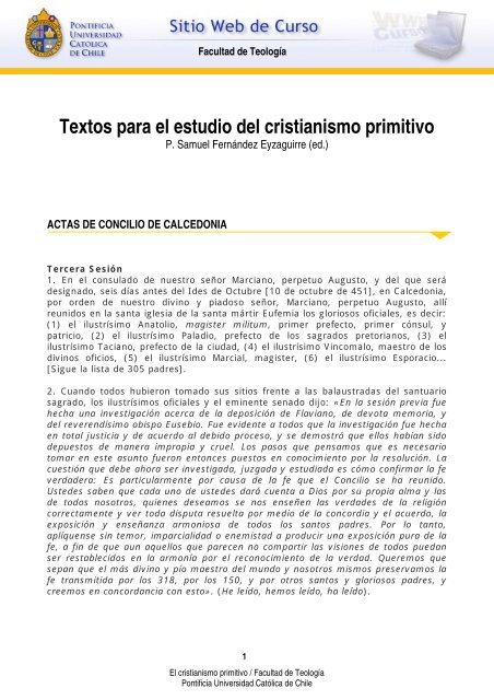 Actas del Concilio de Calcedonia - Curso - Pontificia Universidad ...