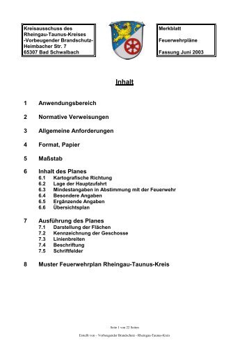 Feuerwehrplan - Rheingau - Taunus - Kreis
