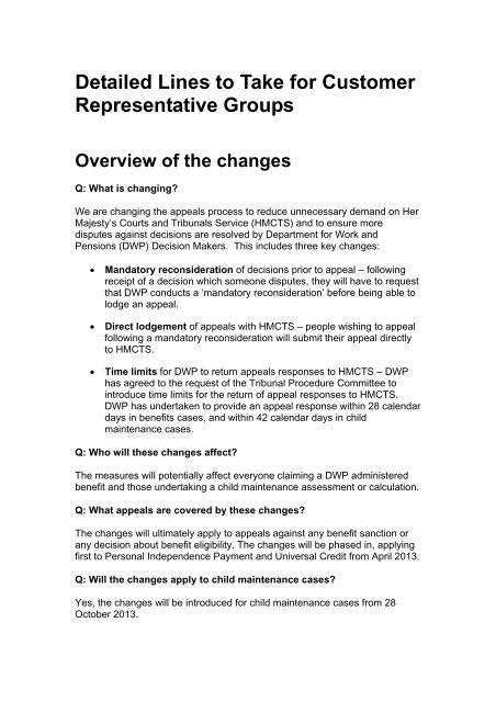 Detailed Lines To Take For Customer Representative Groups