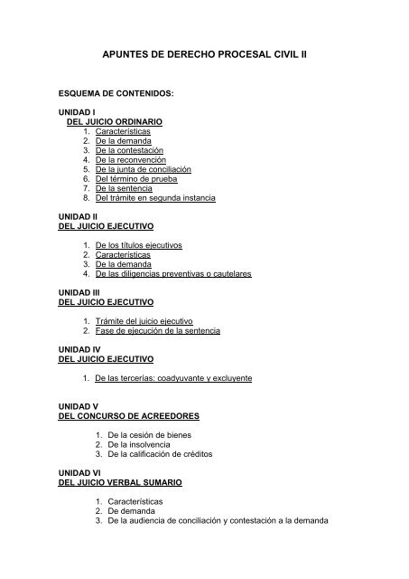 APUNTES DE DERECHO PROCESAL CIVIL II