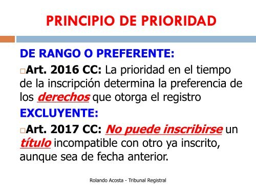 los principios registrales