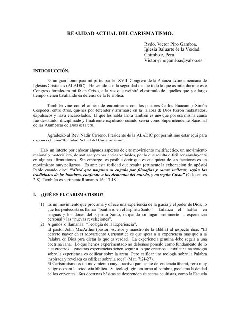 Realidad actual del carismatismo.pdf - Iglesia Presbiteriana ...