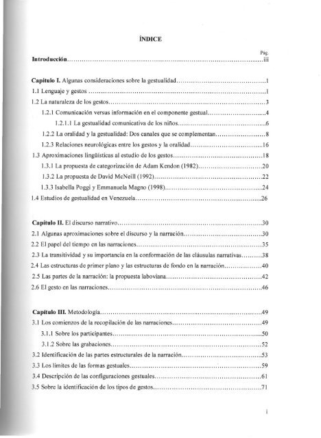 Gestualidad y Estructura Narrativa - Saber ULA - Universidad de ...