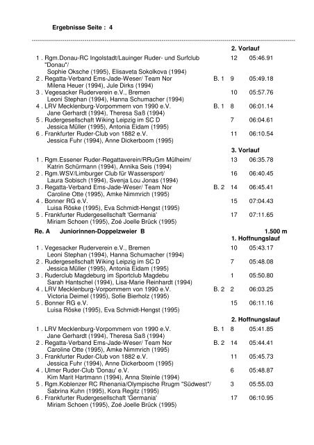 Jahrgangsmeisterschaften Essen 2010 - Olympischer Ruderclub ...