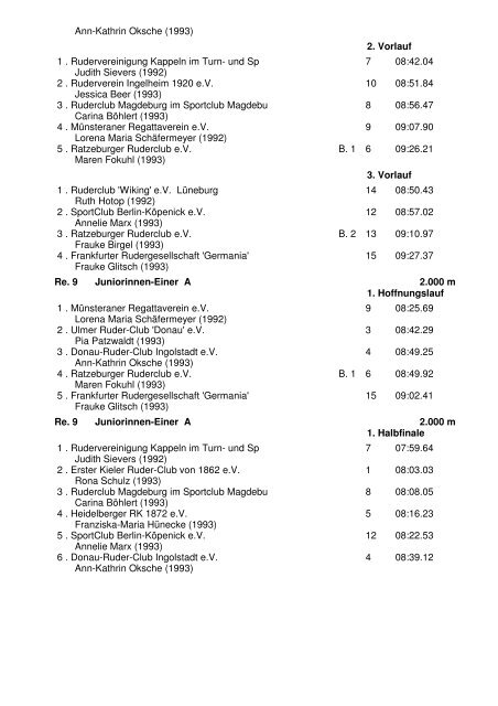 Jahrgangsmeisterschaften Essen 2010 - Olympischer Ruderclub ...