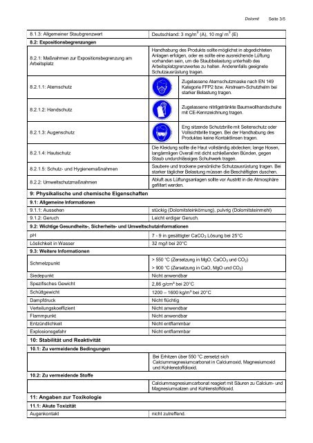 Produkt-Sicherheitsdatenblatt - Rheinkalk