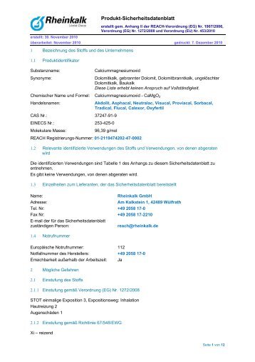 Calciummagnesiumoxid - Rheinkalk