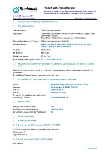 Calciummagnesiumoxid - Rheinkalk