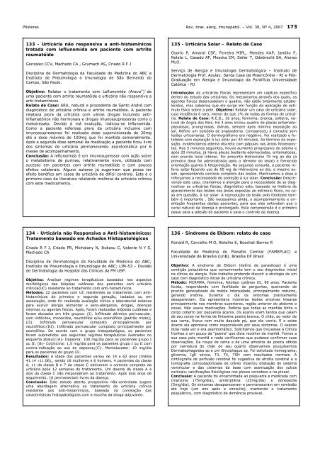 Pôsteres Parte II - Associação Brasileira de Alergia e Imunopatologia