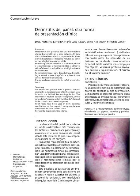 Dermatitis del pañal: otra forma de presentación clínica - Sociedad ...