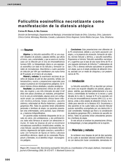 Foliculitis eosinofílica necrotizante como manifestación - El Médico ...