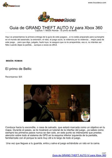 Guia de GRAND THEFT AUTO IV para Xbox 360 - Trucoteca.com