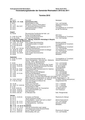 Veranstaltungskalender der Gemeinde Rheinzabern 2010 bis 2011 ...