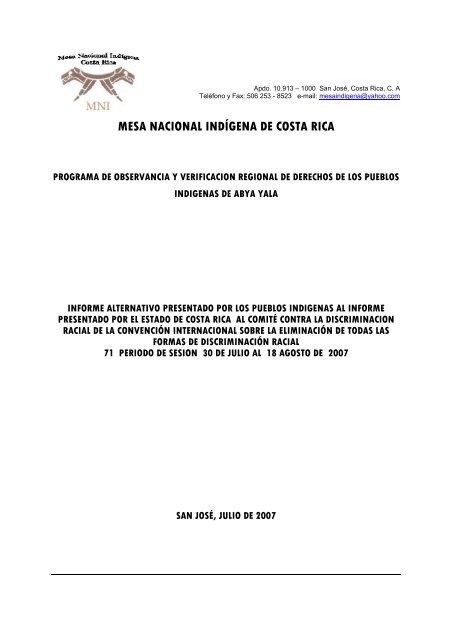 MESA NACIONAL INDÍGENA DE COSTA RICA