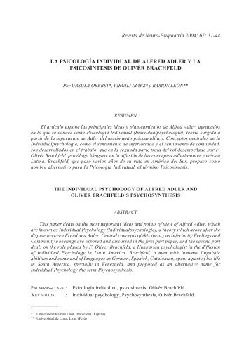 31 LA PSICOLOGÍA INDIVIDUAL DE ALFRED ADLER Y LA ...