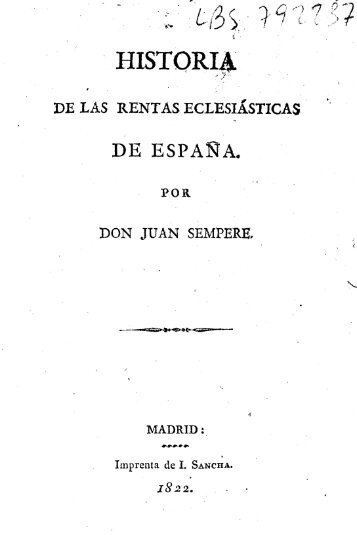 Historia de las rentas eclesiásticas de España - Universidad de Sevilla