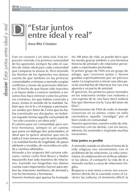 Estar juntos entre ideal y real - Figlie di Maria Ausiliatrice