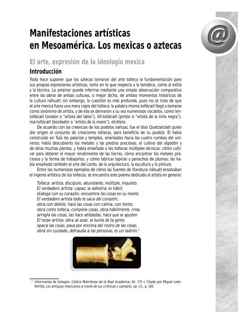 Manifestaciones artísticas en Mesoamérica. Los mexicas ... - Pearson