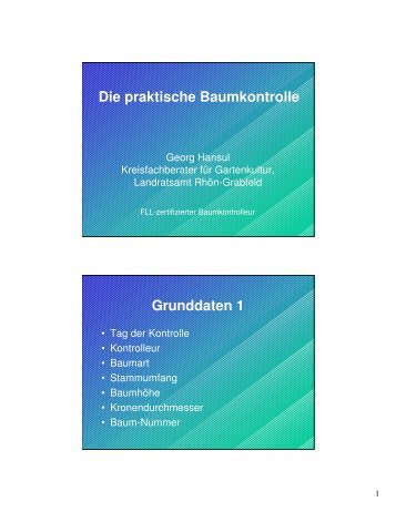 Vortrag Baumkontrolle von Georg Hansul - Landkreis Rhön-Grabfeld