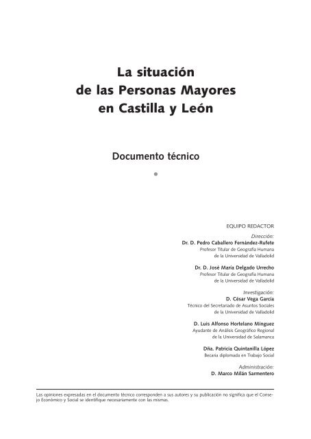 La situación de las Personas Mayores en Castilla y León - Consejo ...