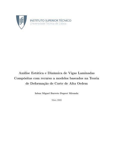 Análise Estática e Dinâmica de Vigas Laminadas Compósitas com ...