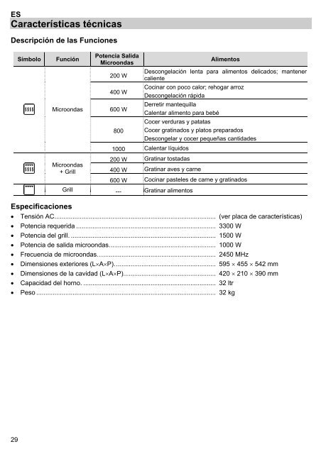 MANUAL DE ISTRUCCIONES HORNO DA ENCASTRE - Foster S.p.A.