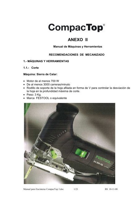Manual para Encimeras CompacTop 3 - Bienvenidos a J. Salguero