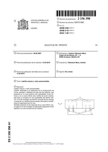 Informe del estado de la técnica - Ladrillo Autocentrable