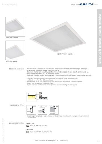 luminárias de encastrar - recessed luminaires - Climar