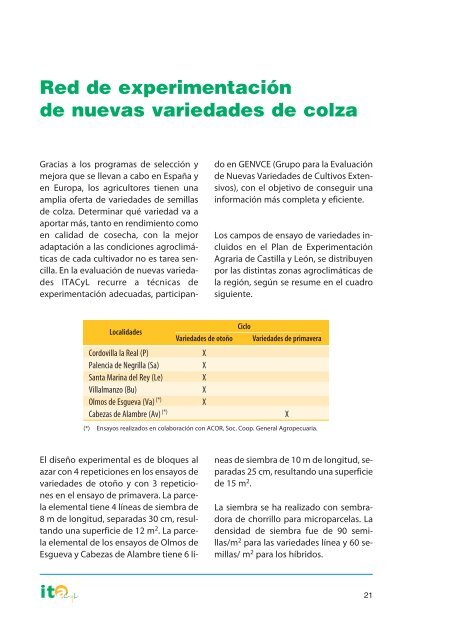 El cultivo de la colza en Castilla y León. El cultivo de la ... - ITACyL