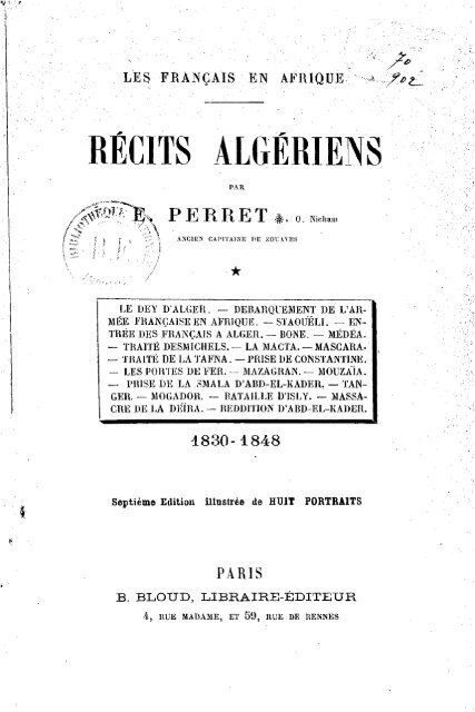 E. Perret : récits algériens 1830-1848 - Accueil