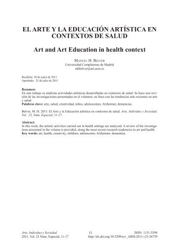 el arte y la educación artística en contextos de salud - Revistas ...