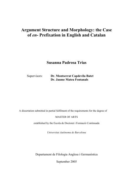 Prefixation in English and Catalan - Departament de Filologia ...