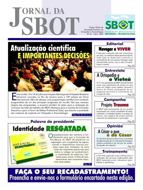 jornal 37 layout novo - Sociedade Brasileira de Ortopedia e ...