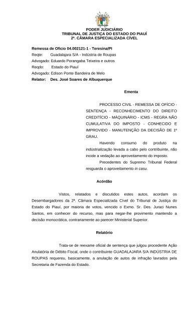 PODER JUDICIÁRIO TRIBUNAL DE JUSTIÇA DO ESTADO DO ...