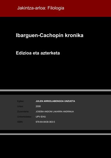 Ibarguen-Cachopín Kronika Edizioa eta Azterketa - Euskara