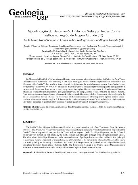 Quantificação da Deformação Finita nos Metagranitoides ... - CPRM