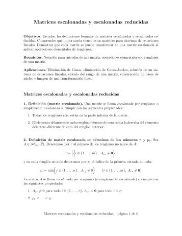 Matrices escalonadas y escalonadas reducidas - Egor Maximenko ...