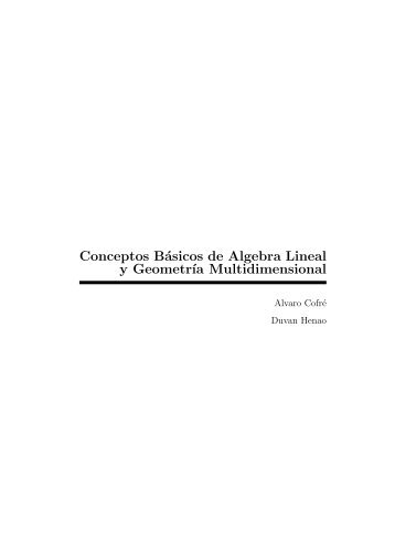Conceptos Básicos de Álgebra Lineal y Geometría Multidimensional